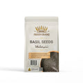 Resealable pouch of basil seeds with health benefits, digestive health, and blood sugar support