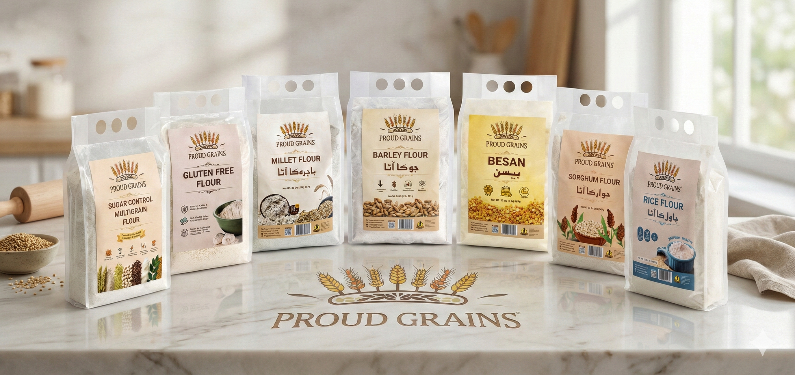 Flour range of Proud Grains