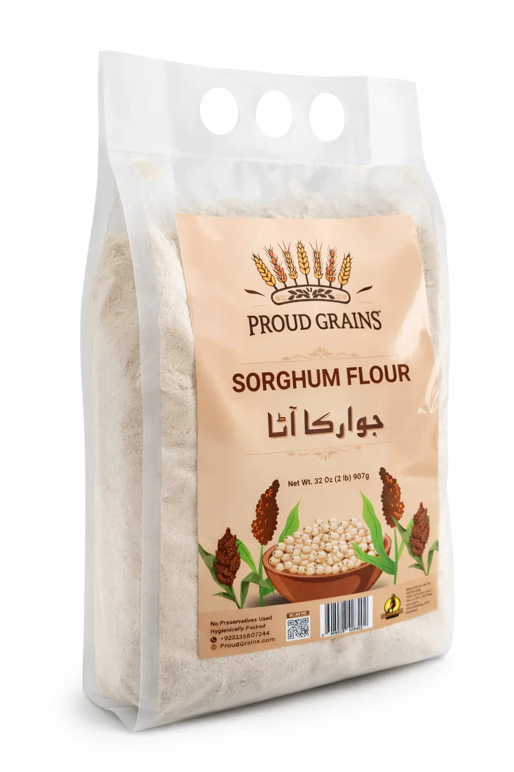 Bag of Proud Grains sorghum flour, gluten-free wholegrain atta, 907g pack