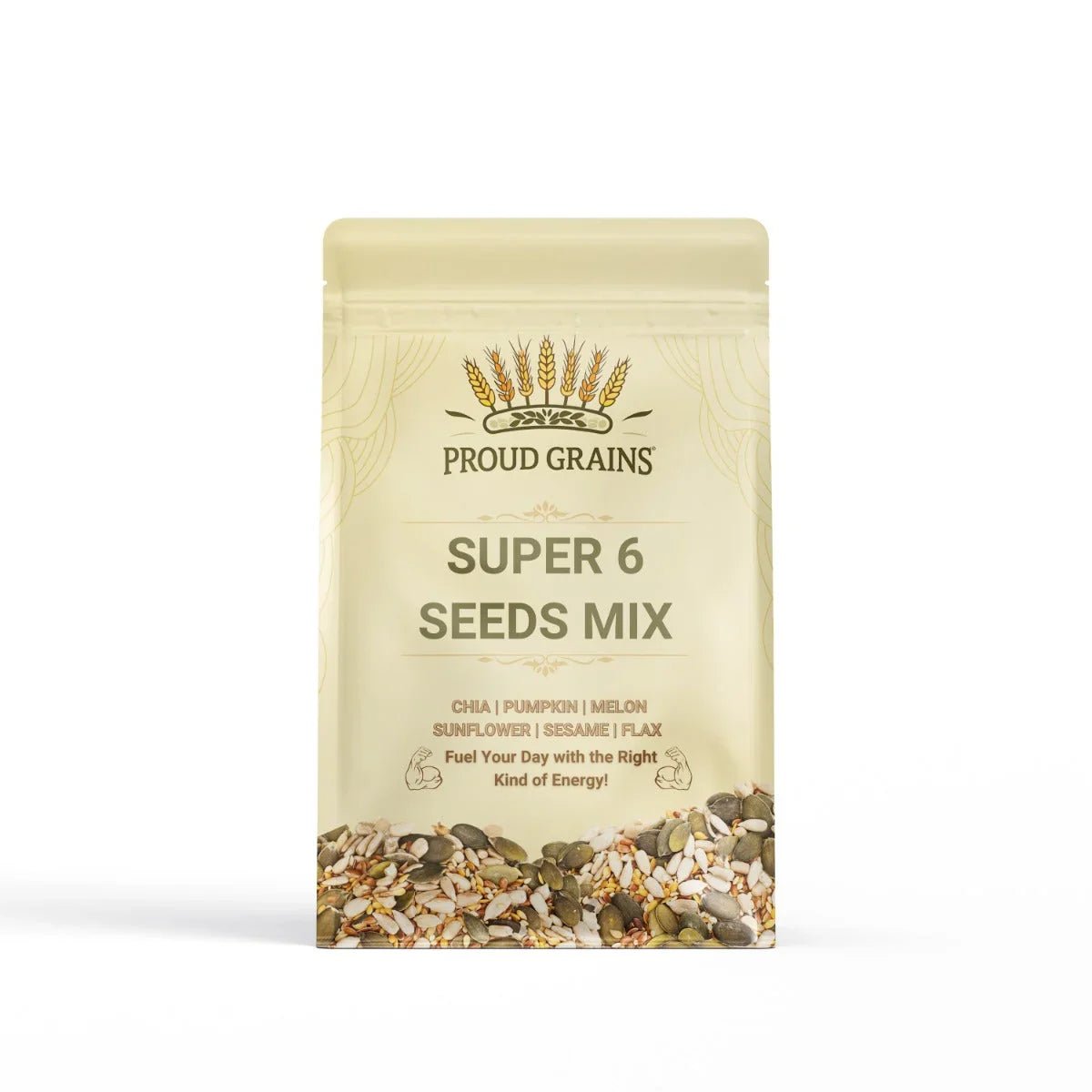Proud Grains Super 6 Seeds Mix (200g) — Pumpkin, Sunflower, Melon, Chia, Flax & Sesame — Fresh, Hygienic Pack - Proud Grains